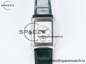 Reverso Tribute Duoface Small Seconds SS MGF Best Edition Green Dial on Green Leather Strap A854A - Image 4