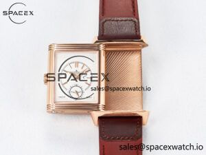 Reverso Tribute Duoface Small Seconds RG MGF Best Edition Black Dial on Red Leather Strap A854A - Image 5
