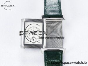Reverso Tribute Duoface Small Seconds SS MGF Best Edition Green Dial on Green Leather Strap A854A - Image 5