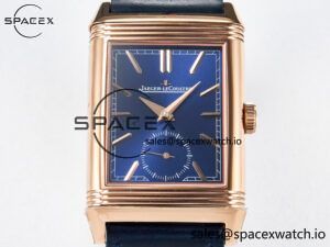 Reverso Tribute Duoface Small Seconds RG MGF Best Edition Blue Dial on Blue Leather Strap A854A - Image 6