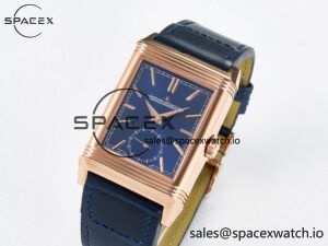 Reverso Tribute Duoface Small Seconds RG MGF Best Edition Blue Dial on Blue Leather Strap A854A - Image 8