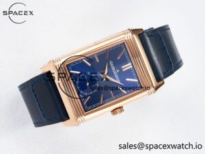 Reverso Tribute Duoface Small Seconds RG MGF Best Edition Blue Dial on Blue Leather Strap A854A - Image 11