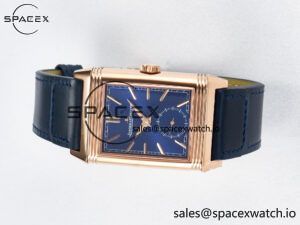 Reverso Tribute Duoface Small Seconds RG MGF Best Edition Blue Dial on Blue Leather Strap A854A - Image 12