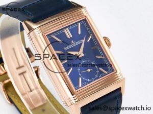 Reverso Tribute Duoface Small Seconds RG MGF Best Edition Blue Dial on Blue Leather Strap A854A - Image 7