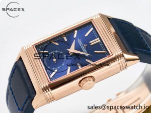 Reverso Tribute Duoface Small Seconds RG MGF Best Edition Blue Dial on Blue Leather Strap A854A - Image 9