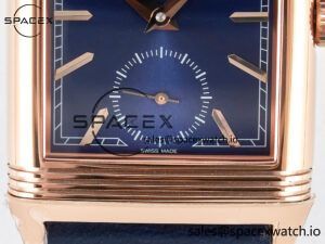 Reverso Tribute Duoface Small Seconds RG MGF Best Edition Blue Dial on Blue Leather Strap A854A - Image 15