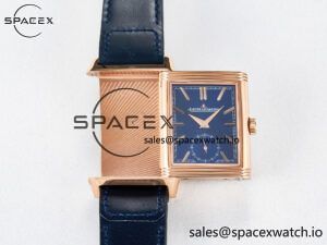 Reverso Tribute Duoface Small Seconds RG MGF Best Edition Blue Dial on Blue Leather Strap A854A - Image 3
