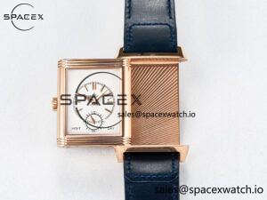 Reverso Tribute Duoface Small Seconds RG MGF Best Edition Blue Dial on Blue Leather Strap A854A - Image 5