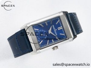 Reverso Tribute Duoface Small Seconds SS MGF Best Edition Blue Dial on Blue Leather Strap A854A - Image 11