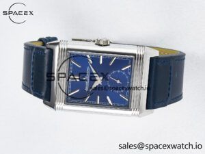 Reverso Tribute Duoface Small Seconds SS MGF Best Edition Blue Dial on Blue Leather Strap A854A - Image 12