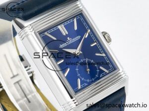 Reverso Tribute Duoface Small Seconds SS MGF Best Edition Blue Dial on Blue Leather Strap A854A - Image 7