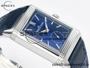 Reverso Tribute Duoface Small Seconds SS MGF Best Edition Blue Dial on Blue Leather Strap A854A - Image 10