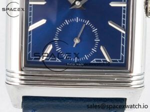 Reverso Tribute Duoface Small Seconds SS MGF Best Edition Blue Dial on Blue Leather Strap A854A - Image 15