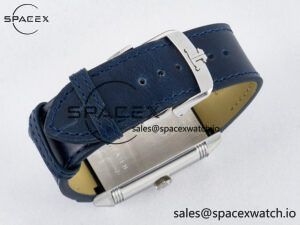 Reverso Tribute Duoface Small Seconds SS MGF Best Edition Blue Dial on Blue Leather Strap A854A - Image 18