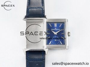 Reverso Tribute Duoface Small Seconds SS MGF Best Edition Blue Dial on Blue Leather Strap A854A - Image 3