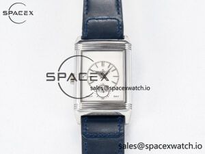 Reverso Tribute Duoface Small Seconds SS MGF Best Edition Blue Dial on Blue Leather Strap A854A - Image 4