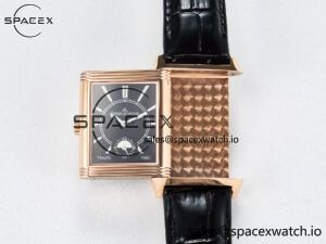 Reverso Classic Duoface Small Seconds RG MGF Best Edition White Guilloché Dial on Black Leather Strap A854A - Image 5