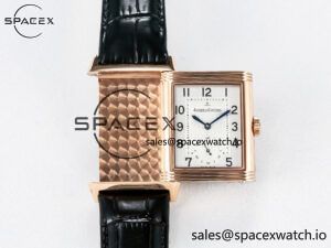 Reverso Classic Duoface Small Seconds RG MGF Best Edition White Textured Dial on Black Leather Strap A854A - Image 3