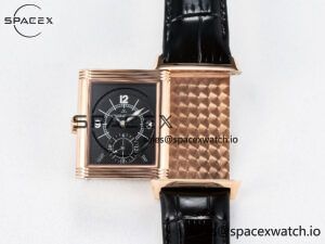 Reverso Classic Duoface Small Seconds RG MGF Best Edition White Textured Dial on Black Leather Strap A854A - Image 5