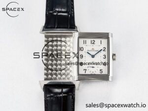 Reverso Classic Duoface Small Seconds SS MGF Best Edition White Guilloché Dial on Black Leather Strap A854A - Image 3