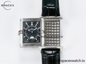 Reverso Classic Duoface Small Seconds SS MGF Best Edition White Guilloché Dial on Black Leather Strap A854A - Image 5