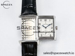 Reverso Classic Duoface Small Seconds SS MGF Best Edition White Textured Dial on Black Leather Strap A854A - Image 3