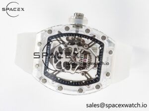 RM52-01 White Transparent Tourbillon MSF Best Edition Skull Dial on White Rubber Strap - Image 7