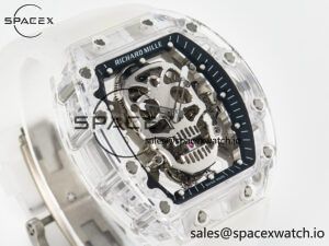 RM52-01 White Transparent Tourbillon MSF Best Edition Skull Dial on White Rubber Strap - Image 3