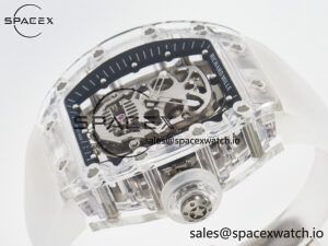 RM52-01 White Transparent Tourbillon MSF Best Edition Skull Dial on White Rubber Strap - Image 5