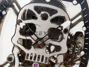 RM52-01 White Transparent Tourbillon MSF Best Edition Skull Dial on White Rubber Strap - Image 9