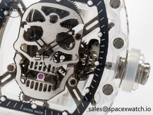 RM52-01 White Transparent Tourbillon MSF Best Edition Skull Dial on White Rubber Strap - Image 10