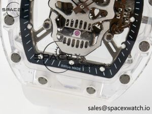 RM52-01 White Transparent Tourbillon MSF Best Edition Skull Dial on White Rubber Strap - Image 11