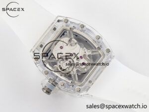 RM52-01 White Transparent Tourbillon MSF Best Edition Skull Dial on White Rubber Strap - Image 15