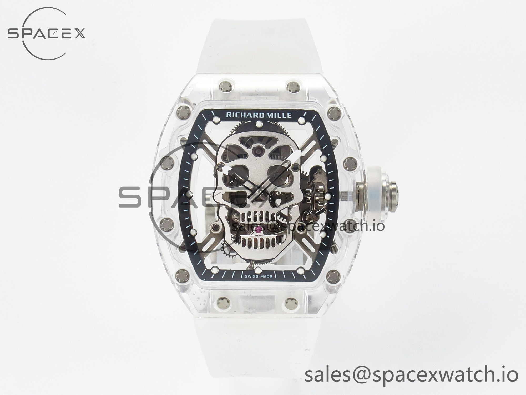 IMG_3201 拷贝 RM52-01 White Transparent Tourbillon MSF Best Edition Skull Dial on White Rubber Strap - Image 1