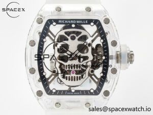 RM52-01 White Transparent Tourbillon MSF Best Edition Skull Dial on White Rubber Strap - Image 2
