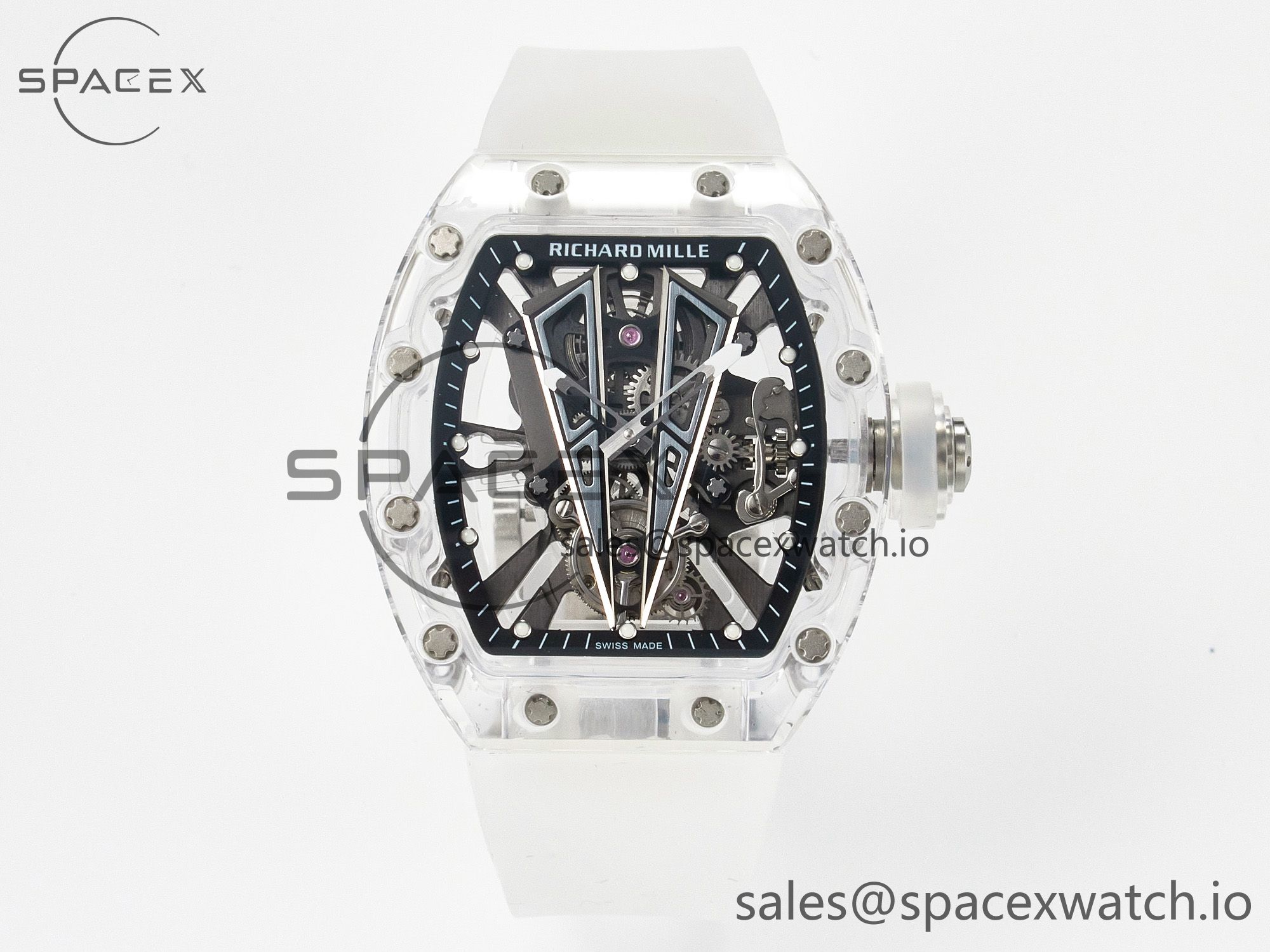 IMG_3203 拷贝 RM27-03 White Transparent Tourbillon MSF Best Edition Skull Dial on White Rubber Strap - Image 1