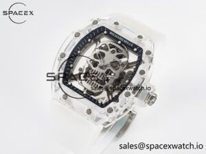 RM52-01 White Transparent Tourbillon MSF Best Edition Skull Dial on White Rubber Strap - Image 4