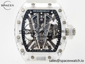 RM27-03 White Transparent Tourbillon MSF Best Edition Skull Dial on White Rubber Strap - Image 2