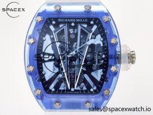 RM27-03 Blue Transparent Tourbillon MSF Best Edition Skull Dial on White Rubber Strap - Image 2