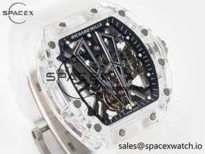 RM27-03 White Transparent Tourbillon MSF Best Edition Skull Dial on White Rubber Strap - Image 3