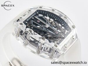 RM27-03 White Transparent Tourbillon MSF Best Edition Skull Dial on White Rubber Strap - Image 6