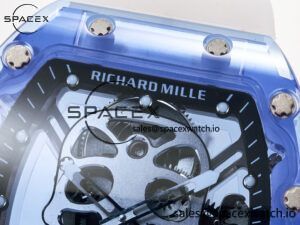 RM52-01 Blue Transparent Tourbillon MSF Best Edition Skull Dial on White Rubber Strap - Image 10