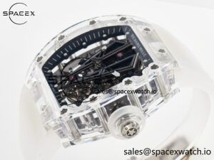 RM27-03 White Transparent Tourbillon MSF Best Edition Skull Dial on White Rubber Strap - Image 5
