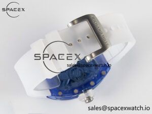 RM52-01 Blue Transparent Tourbillon MSF Best Edition Skull Dial on White Rubber Strap - Image 14