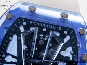 RM27-03 Blue Transparent Tourbillon MSF Best Edition Skull Dial on White Rubber Strap - Image 10