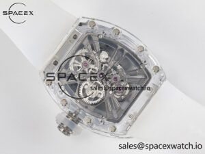 RM27-03 White Transparent Tourbillon MSF Best Edition Skull Dial on White Rubber Strap - Image 15