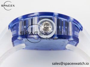 RM27-03 Blue Transparent Tourbillon MSF Best Edition Skull Dial on White Rubber Strap - Image 13