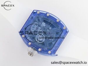 RM27-03 Blue Transparent Tourbillon MSF Best Edition Skull Dial on White Rubber Strap - Image 15