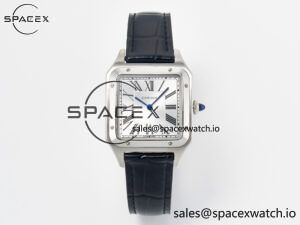Santos Dumont 31.4mm IWSF Best Edition Silver Dial on Black Leather Strap Quartz