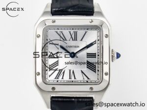 Santos Dumont 27.5mm IWSF Best Edition Silver Dial on Black Leather Strap Quartz - Image 2